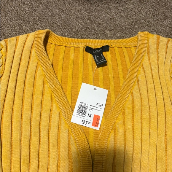 Yellow Ribbed Cardigan - Picture 3 of 4